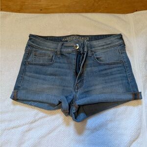 American Eagle Outfitters High Rise Shortie Blue Jean Shorts